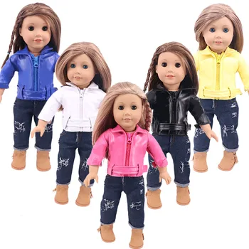 American Doll 2 ks Set=Koža+Džínsy 5 Štýly Fit 18-palcové Bábiky Oblečenie Príslušenstvo Našej Generácie Dievča Darček HOBBY Hračky 5