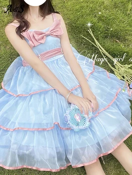 Anbenser Modrá Ružová Gothic Lolita Šaty Dievča Jsk Šaty Guardian Milú Lolita Oblečenie Japonský Jsk Mäkké Dievča Šaty Bez Rukávov 7