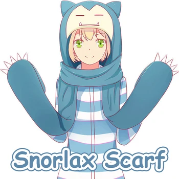 Anime Cosplay Hoodie Šatku Snorlax Klobúk Roztomilý Zime Udržať v Teple Pokemon Šatku s Rukavice pre Mužov, Ženy 1