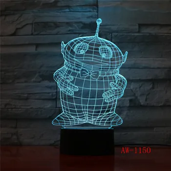 Anténa Detská 3D Noc Lávové Lampy Tvorivé 7 Farbu Meniace LED Svetlo RGB Náladu Spálňa Tabuľka Dekor Darček Dropshipping AW-1150