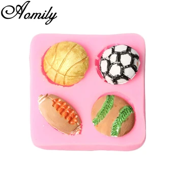 Aomily Futbal, Basketbal, Baseball, Rugby Tvaru Cookies Čokoláda Plesne Silikónové Fondant Tortu Formy DIY Kuchyňa Cake Zdobenie 10