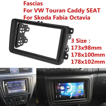 Auto 2 Din Rádio Fascia Fascias Panel Rám CD, DVD Dash Audio Interiéru pre Volkswagen VW Touran Caddy SEAT Skoda Fabia Octavia 17