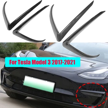 Auto Autodiely Predné Stierače Výbava Hmlové Svetlo Obočie Príslušenstvo Kryt Z Uhlíkových Vlákien Štýle Black Pre Tesla Model 3 Tri 2017-2021 15