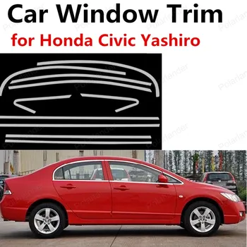 auto styling nehrdzavejúcej ocele auto rámu okna dekorácie výbava pre Honda Civic Yashiro bez stĺpec
