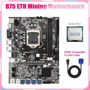 B75 ETH Ťažba Doske 8XPCIE USB Adaptér+G630 CPU+HD Kábel VGA LGA1155 MSATA B75 DDR3 USB Baník Doska