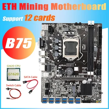 B75 ETH Ťažba Doske+G1620 CPU+Switch Kábel usb+SATA Kábel LGA1155 12 PCIE Na USB rozhraním MSATA B75 DDR3 USB BTC Doska