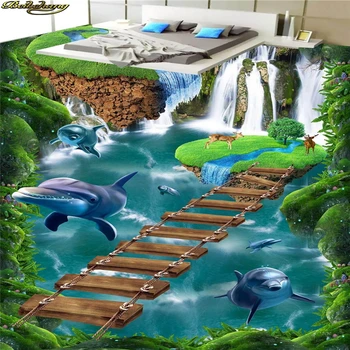 beibehang Vlastné Foto Tapety, Podlahy, Maľovanie Zložky Vodopád, Malý Most, Kúpeľňa Chodník Útesy Pozastavené Ostrov 3D Poschodie 14