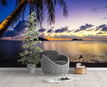 beibehang vlastné Juhovýchodnej Ázii coconut tree seascape za súmraku tapety pre obývacia izba TV pozadie fotografie nástenná maľba 3D tapety