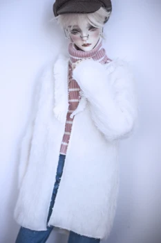 BJD bábiku šaty sú vhodné na 1/3 1/4 1/6 veľkosť MSD jednoduché univerzálne biele načechraný strapec golier jednoduché cardigan kabát 9