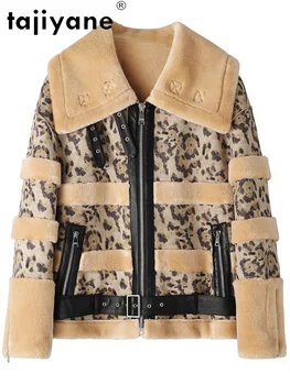 Bundy a Coats Ženy, Skutočné Kožušinový Kabát Ženy 100% Vlna Bundy Ženské Oblečenie Leopard Ovčie Kožušiny Bunda Casacos TN1439 5