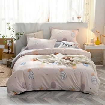 Bytový textil posteľná bielizeň set 100%bavlna kráľ, kráľovná veľkosť obliečky kryt posteľ list lupene kvetov vytlačené posteľná bielizeň posteľná bielizeň 36 17