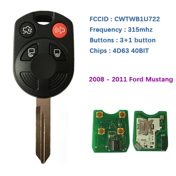 CN018086 Pôvodného 4 Tlačidlo PCB Tlačidlo Kontrola Pre 2008-2011 OEM Ford Diaľkové Tlačidlo 315 MHz 4D63 FCCID CWTWB1U722 4