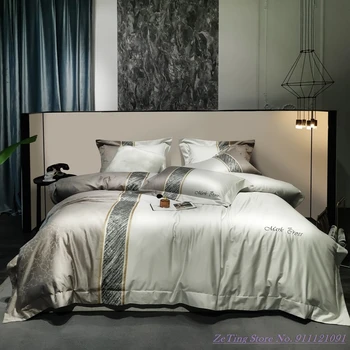 Cool Kvality 4pcs posteľná bielizeň Nastaviť jednoduché moderné svetlo luxusnom štýle 120 dlho-strižné bavlna satén Čistej Bavlny Nordic vietor bytový Textil 4