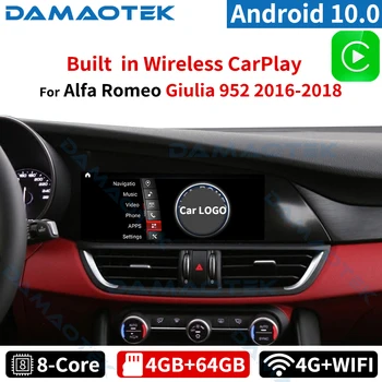 DamaoTek 10.25 palcový Android 10.0 auto rádio Pre Alfa Giulia 952 2016-2018 Auto stereo s obrazovke multimediálne rádio carplay 4