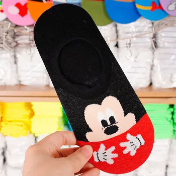 Disney 1pair Mickey Minnie Roztomilý Vytlačené Ponožky Veverička Daisy Jahoda Medveď Lady Šport Voľný čas Harajuku Loď Ponožky, Bavlnené Ponožky 12