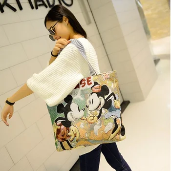 Disney Plátno Taška Kawaii Anime Pack Messenger Bag Taška Cez Rameno Pletené Tote Bag Veľkú Kapacitu Nákupní Taška Darček K Narodeninám