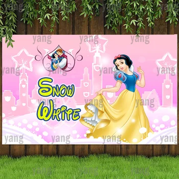 Disney Princezná Svadobné Hrad Ružových Snov Hviezdy Snow White Malá Morská Víla Pozadie Dievčatá Narodeninová Párty, Baby Sprcha Banner 4