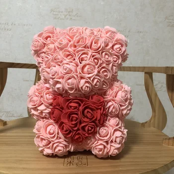 DIY 25 cm Teddy Rose Medveď Umelé PE Kvet Medveď Ruže Valentín Pre Priateľka Ženy, Manželky, Deň matiek Darček S Box 5