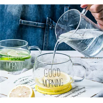 Dobré ráno Sklo pohár Brucho tvar, sklo mliečne šálku kávy žiaruvzdorné káva hrnček na pohár piva, mikrovlnná sklo raňajky pohár série 9