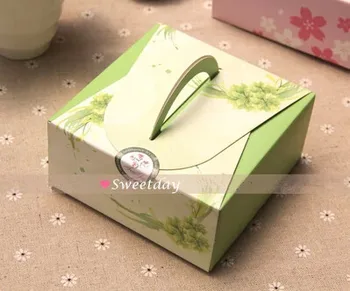 Doprava zadarmo ručné prenosné zelená flower cake box biscuit dezert cookie candy škatule malé pekárne darčekový balíček dodávky priazeň 4