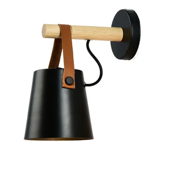 Drevo, Železný Pás Sconce Lampa Vintage LED Minimalistický Nastaviteľné Stenu Domácnosti Nočné Osvetlenie Steny Osvetlenia E27