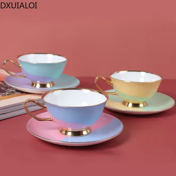 DXUIALOI Moderný Jednoduchý Keramická Šálka Tvorivé Candy Farby Šálku Kávy Hrnček Vody Pohár Afternoon Tea Cup Tanier, Domáce Dekorácie