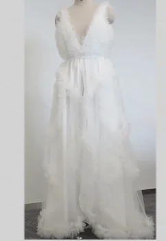 Dámske sexy materskej šaty nightgown bez rukávov tylu svadobné šaty svadobné prispôsobenie 11