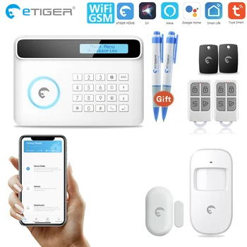 Etiger S4 Plus Tuya Smart WiFi/GSM Bezpečnostná Detektor Pohybu Domov Smart SMS Alarm Systém domáceho Alarmu start kit 12