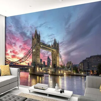 Európska wall paper london bridge mesto krajiny vinylové tapety rolky tapety umenie obývacia izba vlastné 3d fotografie, nástenné maľby