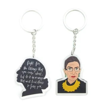 Feministické Ruth Bader Ginsburg Akryl Prívesok Keychains Držiteľ Pohode Karikatúra Postavy Keyrings Cosplay Šperky Darček Id Odznak Držiteľ 3