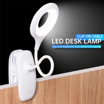 Gooseneck LED stolná Lampa Dotyk Klip Stolná Lampa USB Nabíjateľné Jas Nastaviteľný Nočné Svetlo Domáce vnútorné Štúdia Lampa na Čítanie 4