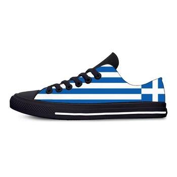 Grécka Vlajka Nízkej Top Tenisky Pánske Dámske Teenager Príležitostná Obuv Plátno tenisky 3D Vytlačené Priedušná Ľahké topánky 2