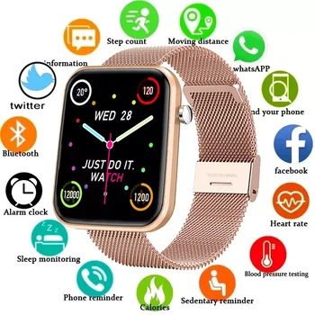 GUOLING 2021 Nové 1.69 palcový Smart Hodinky Muži Ženy plne Dotykový Fitness Tracker vodotesný IP67 Ženy Smartwatch podpory APP：Da Fit 17