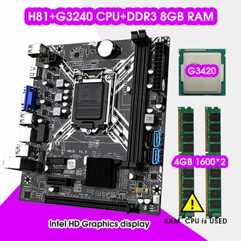 H81 Doska SET LGA 1150 S Pentium G3240 Procesor CPU DDR3 8GB (2*4GB) PC Pamäte RAM 1600MHz Kit 16