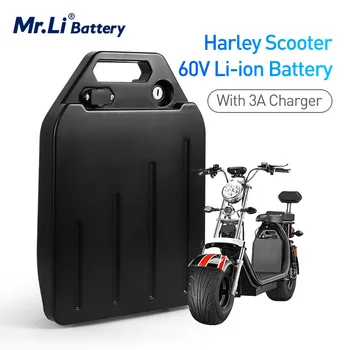 Harley batérie, citycoco batérie, 60V 20A, nepremokavé a nabíjateľná lítium-iónová batéria s nabíjačkou 5
