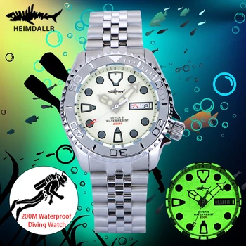 HEIMDALLR SKX007 NH36 Automatické Mechanické náramkové hodinky Sapphire crystal Sledovať C3 Svetelný Sharkey 200M Potápanie Luxusné Hodinky Mužov 11