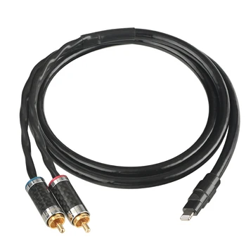 Hi-end Mincový Striebro Lightning-2RCA Kábel pre Iphone Zosilňovač HiFi Audio Line 2