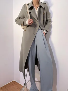 High-end windbreaker strednej dĺžky epaulettes double-breasted obojstranné cashmere kabát vlnené kabát žena Han 21 nové