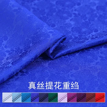 Hodvábne Tkaniny lekna Žakárové 70%moruša Silk 30% Rayon Krepové Moruša High-grade Cheongsam Šaty Textílie Hodvábnej látky 8