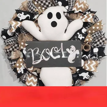 Hot Predaj Ornament Halloween Ghost Veniec Roztomilý Boo Ghost Veniec Deň Dvere a Okno Scény, Dekorácie, Rekvizity Anime pre Deti Darček 11