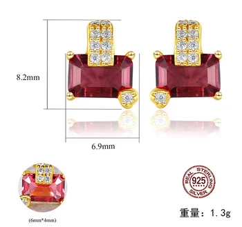 HOT Predaj S925 Mincový Striebro Japonských a kórejských retro geometrické Ruby Crystal zirkón ruby, sapphire Náušnice