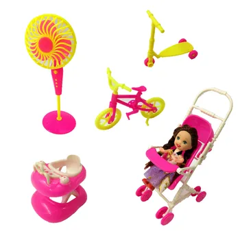Hračky pre Dievča, Darček k Narodeninám(Kelly bábiku+Bike+Ventilátor+Walker+Vozík)Doplnky pre Barbie Doll House Klasické Hračky pre Dievča Doprava Zadarmo 12