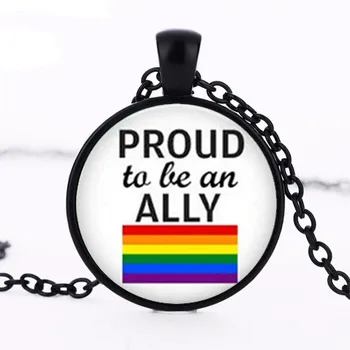 Hrdý Ta Le Spojencom Gay Pride Foto Sklenenou Kupolou Cabochon Prívesok Reťazca Náhrdelník Módne Šperky Doplnky pre Ženy, Mužov, Darčeky 16