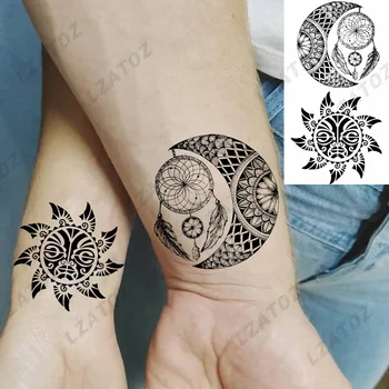 Indiánsky Mesiac, Slnko Dočasné Tetovanie Pre Mužov, Ženy, Dospelých Realistické Dream Catcher Totem Falošné Tetovanie Nálepky Strane Umývateľný Tatoos 5
