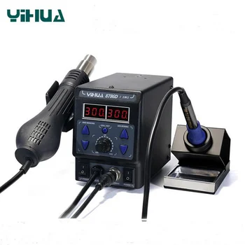 Inovovaná verzia YIHUA 8786DI 2 v 1, horúci vzduch desoldering stanice Presnosť dvojitý digitálny displej desoldering stanice 8