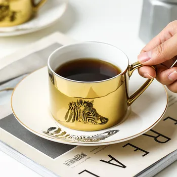 Iny luxus Nordic odraz zvierat zrkadlo keramický hrnček tvorivé jednoduché popoludňajší čaj domov káva hrnček Pohár a tanier 9