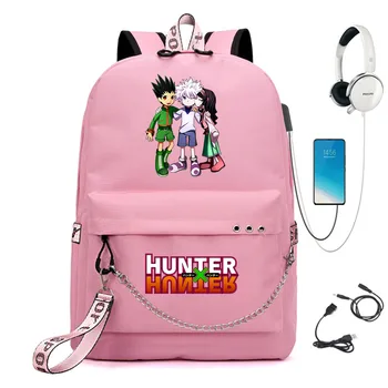 Japonsko, Anime Hunter X Hunter Študentov, Školské Tašky Chlapci Dievčatá USB Nabíjanie Batoh Teens Cestovný Notebook Knapsacks College Batoh 17