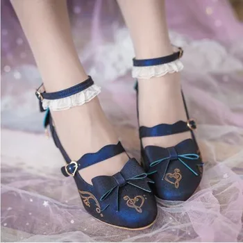 Japonský sladké lolita topánky kawaii dievča tea party princess kawaii špicaté topánky retro čipky bowknot dámske topánky loli cosplay cos