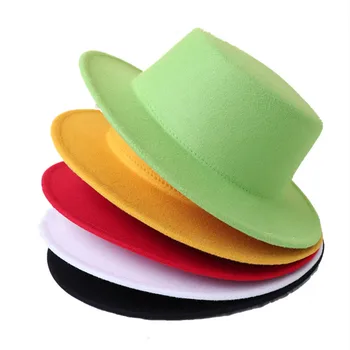 Jeseň Jar Žltá Mozaika Plstený Klobúk Ženy Muži Široký Okraj Vlna Jazz Fedora Klobúky Panama Plstený Klobúk Spp Trend Gambler Hat