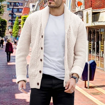 Jeseň Zima pletený sveter muž 2021 Ležérne Módne Tlačidlá cardigan mužov kabát Streetwear Domov pánske svetre